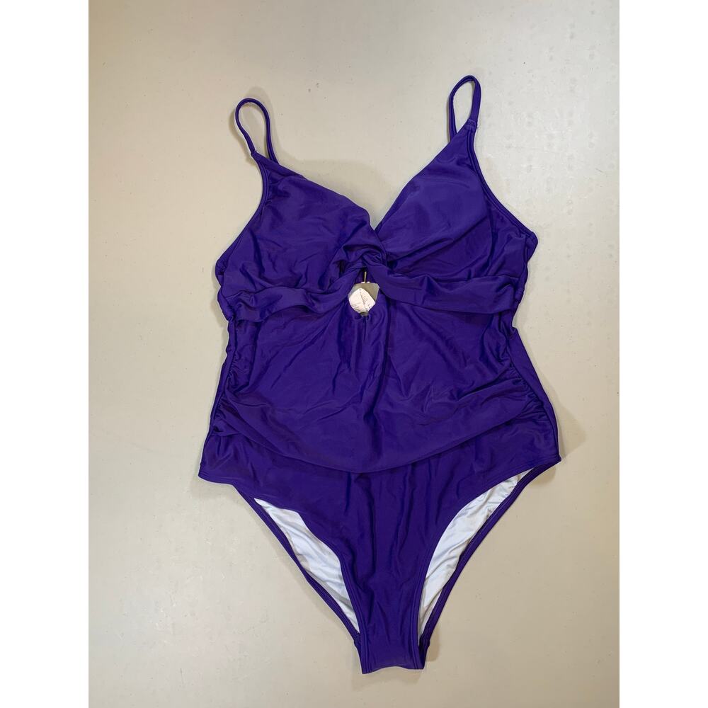NWT Cupshe Blue One Piece Swimsuit with Twist Front Cutout Sz Large